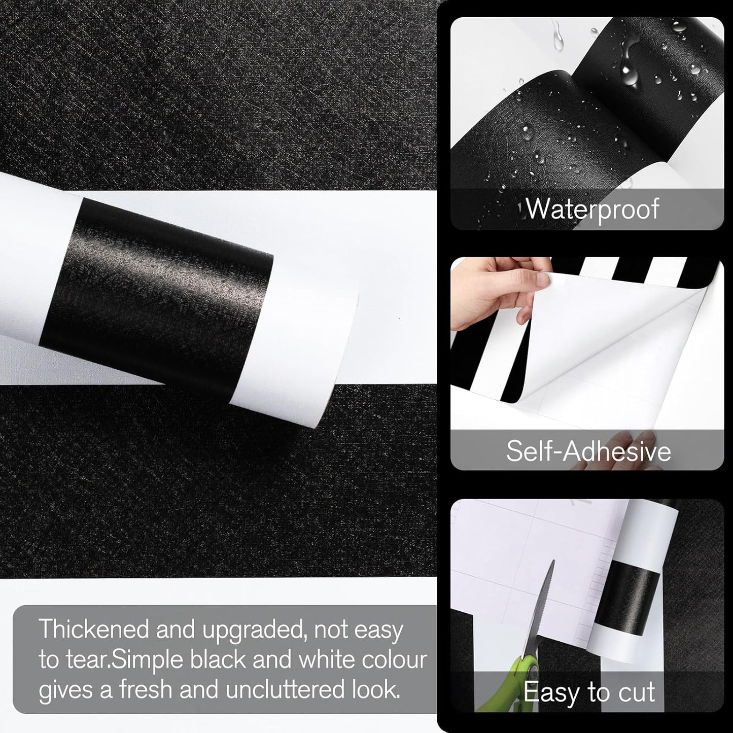 Qianglive17. " Black and White Peel and Stick Wallpaper / Black/white Striped / Striped / 17.3 x 200