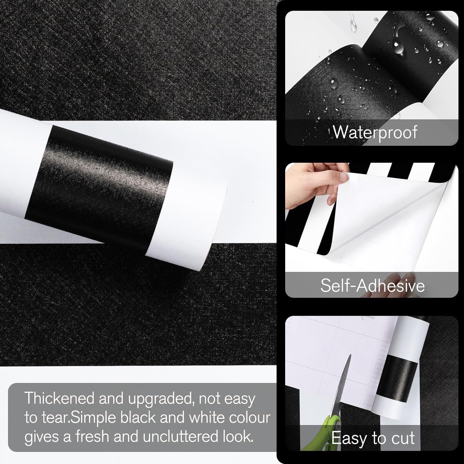 Qianglive17. " Black and White Peel and Stick Wallpaper / Black/white Striped / Striped / 17.3 x 200
