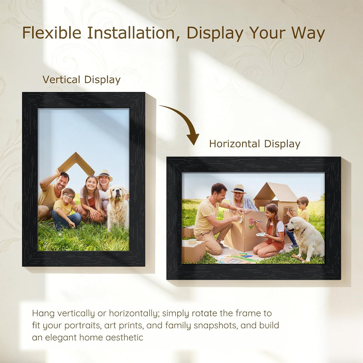 Wiscet 4x6 Picture Frame Set of 16, Black Woodgrain | Photo Frame with HD Plexiglass, for Wall or Tabletop Display