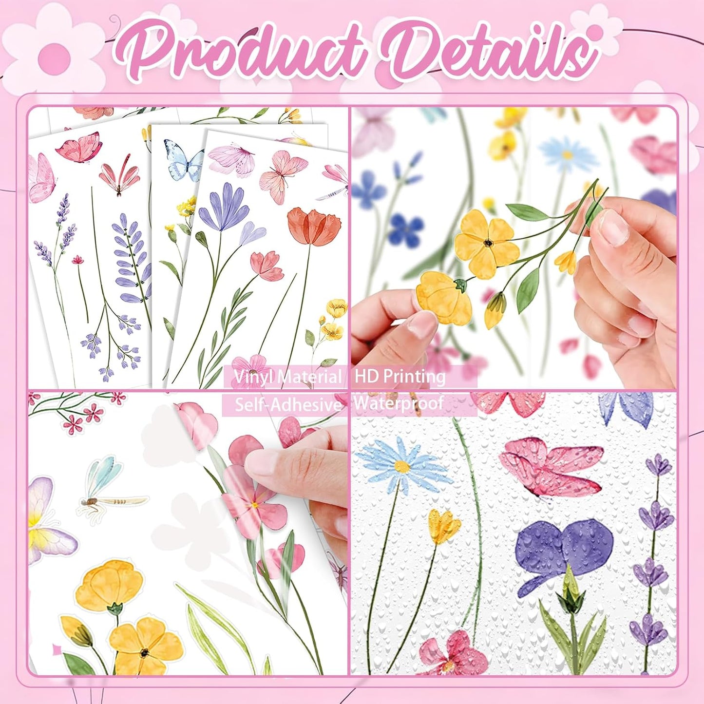 Flower Wall Decals / Flower Butterfly / Set of 60