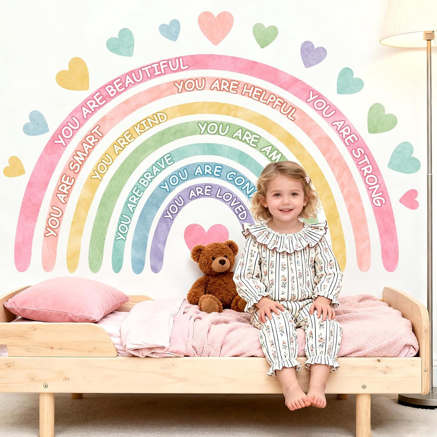 Large Rainbow Wall Stickers Kids Inspirational Wall Decal for Girl Bedroom Peel / Watercolor Blue