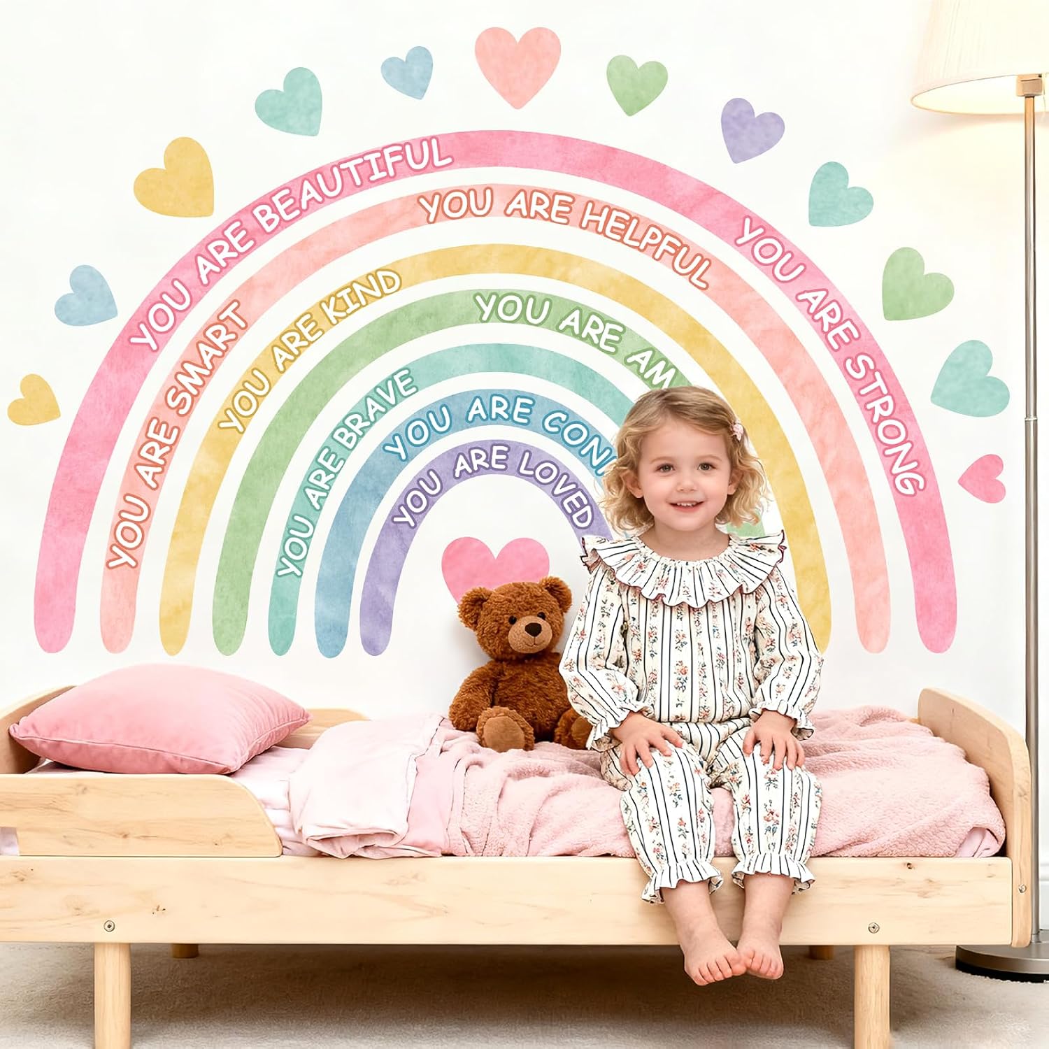 Large Rainbow Wall Stickers Kids Inspirational Wall Decal for Girl Bedroom Peel / Watercolor Blue