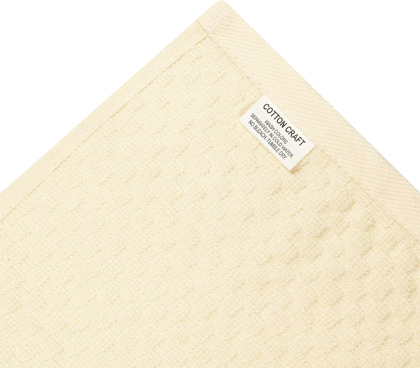 COTTON CRAFT Amazing Kitchen Towel - 12 Pack 100% Cotton Waffle Terry Towel | Ivory - 16x28 inch Euro Café Waffle Weave