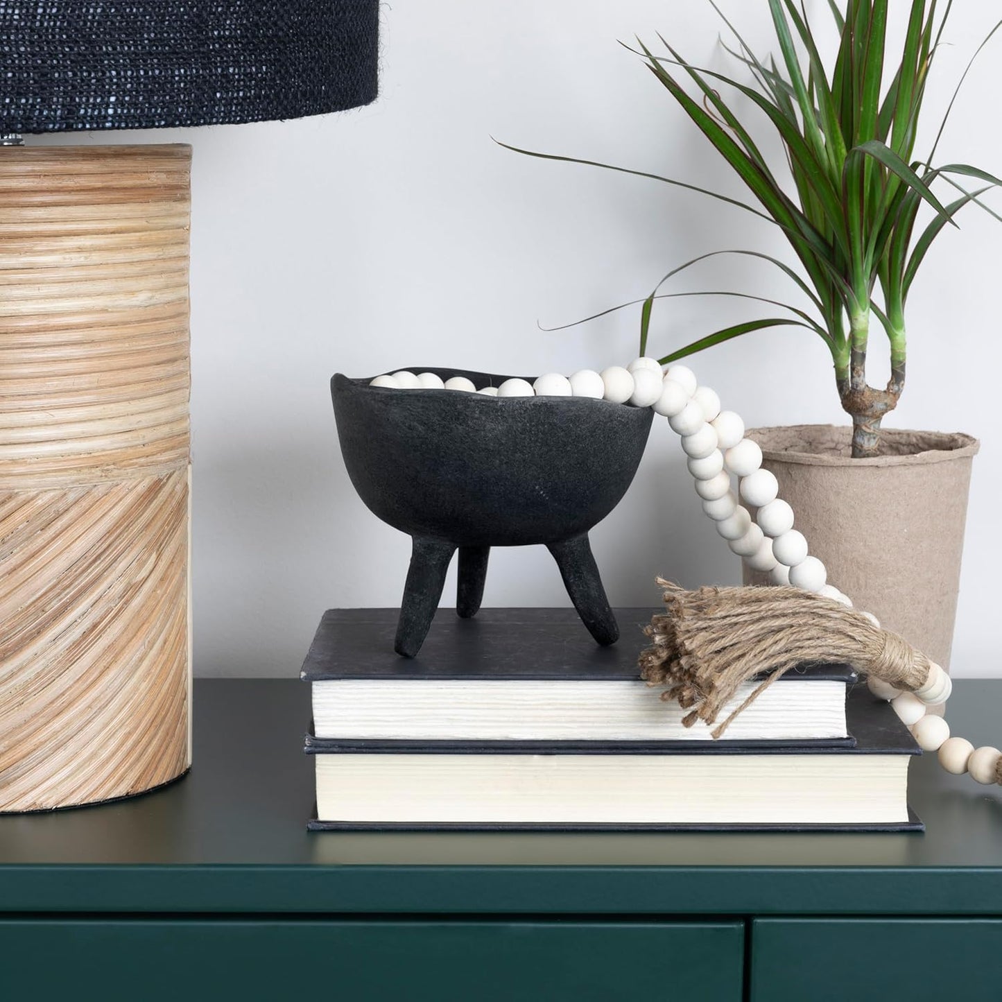 Creative Co-Op Boho Terracotta Footed Bowl / Slate Grey / Set of 4