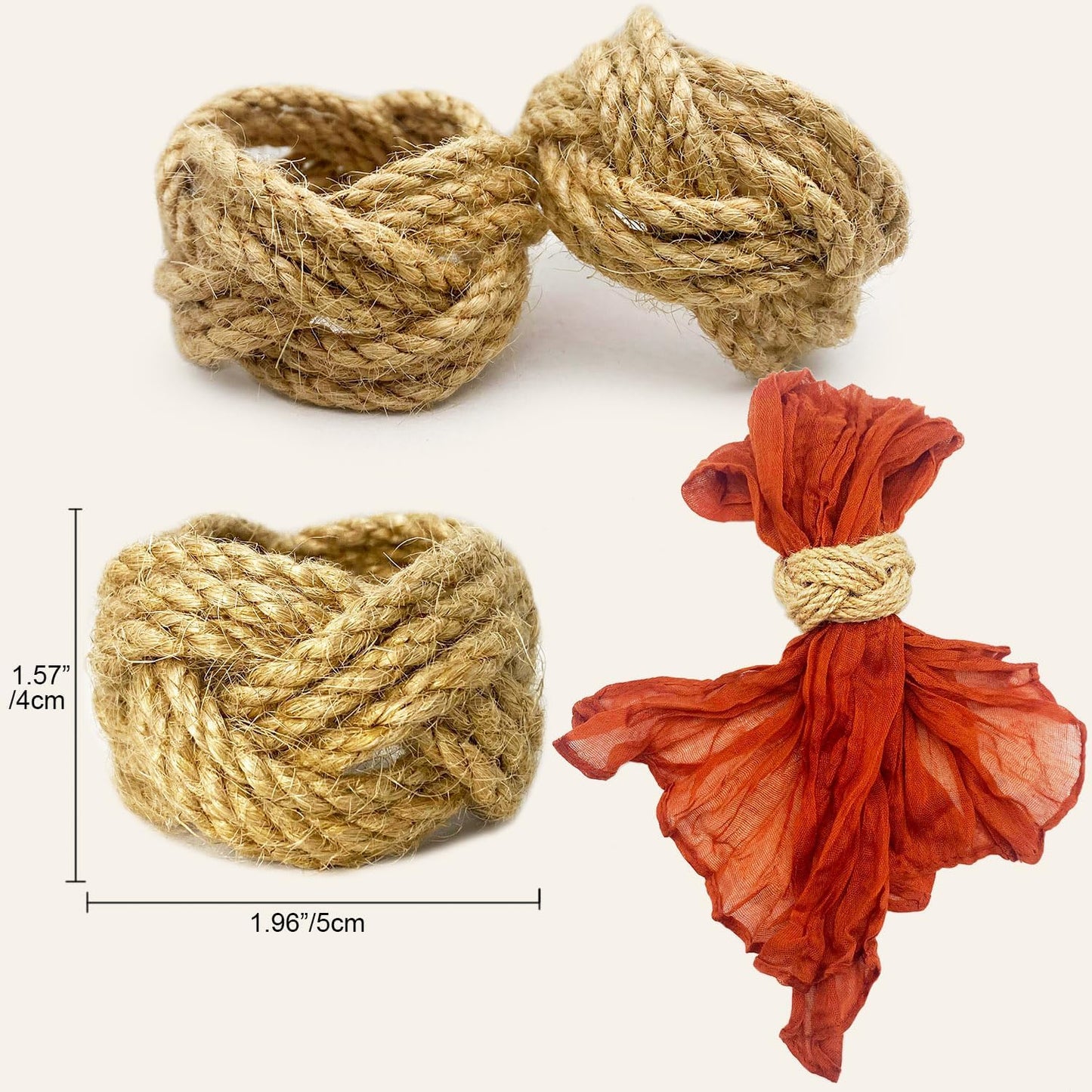 Woven Napkin Rings Bulk Farmhouse Burlap Jute Napkin Rings for Dinning Table / Set of 12