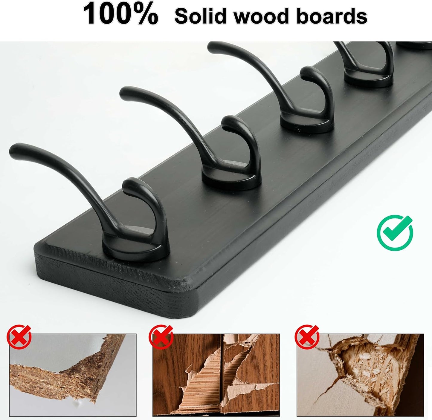 WEBI Wall Mounted Coat Rack, 16" Hole to Hole, Large Hanger Hook Rack, 5 Hooks for Hanging Coats, Hats, Jacket