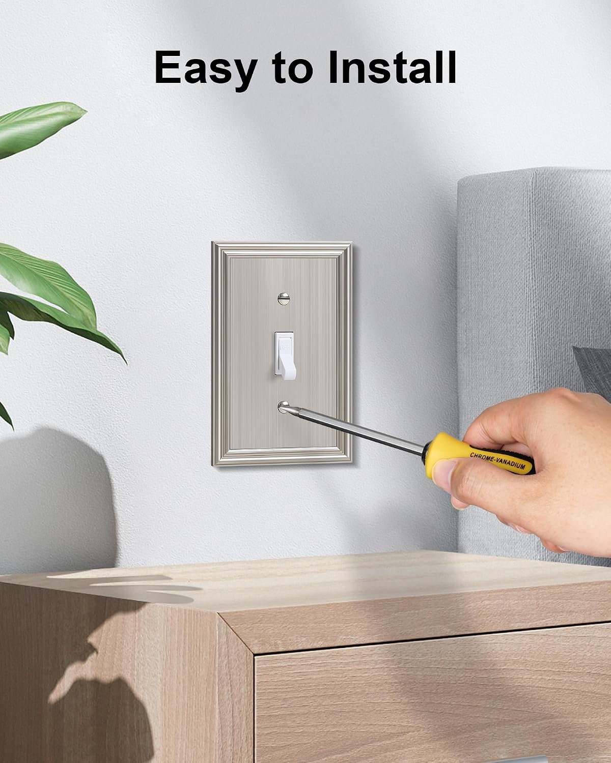 6-Pack Zinc Alloy Single Toggle Light Switch Cover Plate, Solid Wall Plate | Decorative Switch Plate Covers, Durable 1