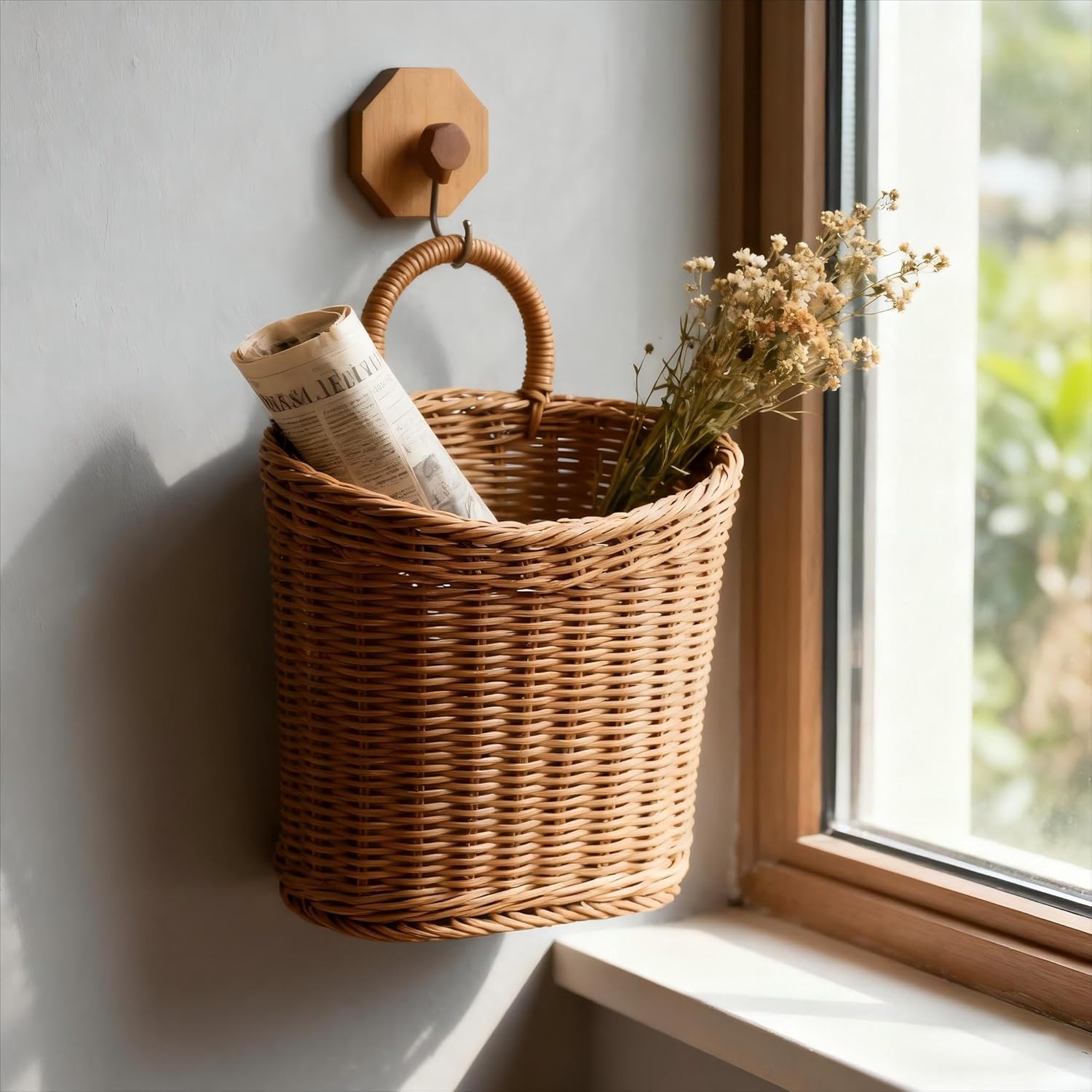 Handmade Rattan Hanging Wall Baskets / A