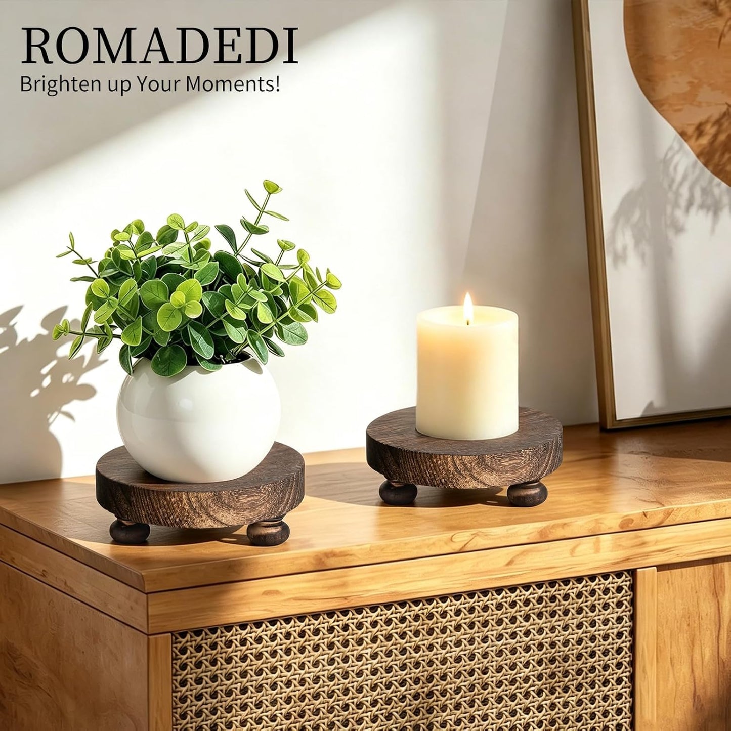 Farmhouse Wood Riser for Display- Rustic Decor Mini Wooden Pedestal Decorative / Brown / Set of 2