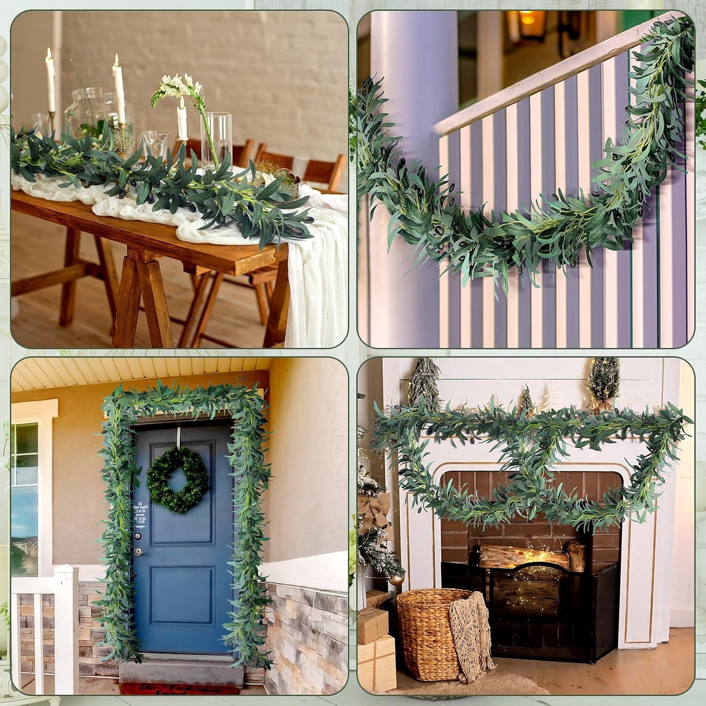Total Artificial Olive Leaf Vine Artificial Garland Hanging Vine / 10 Ft / Green / Set of 2