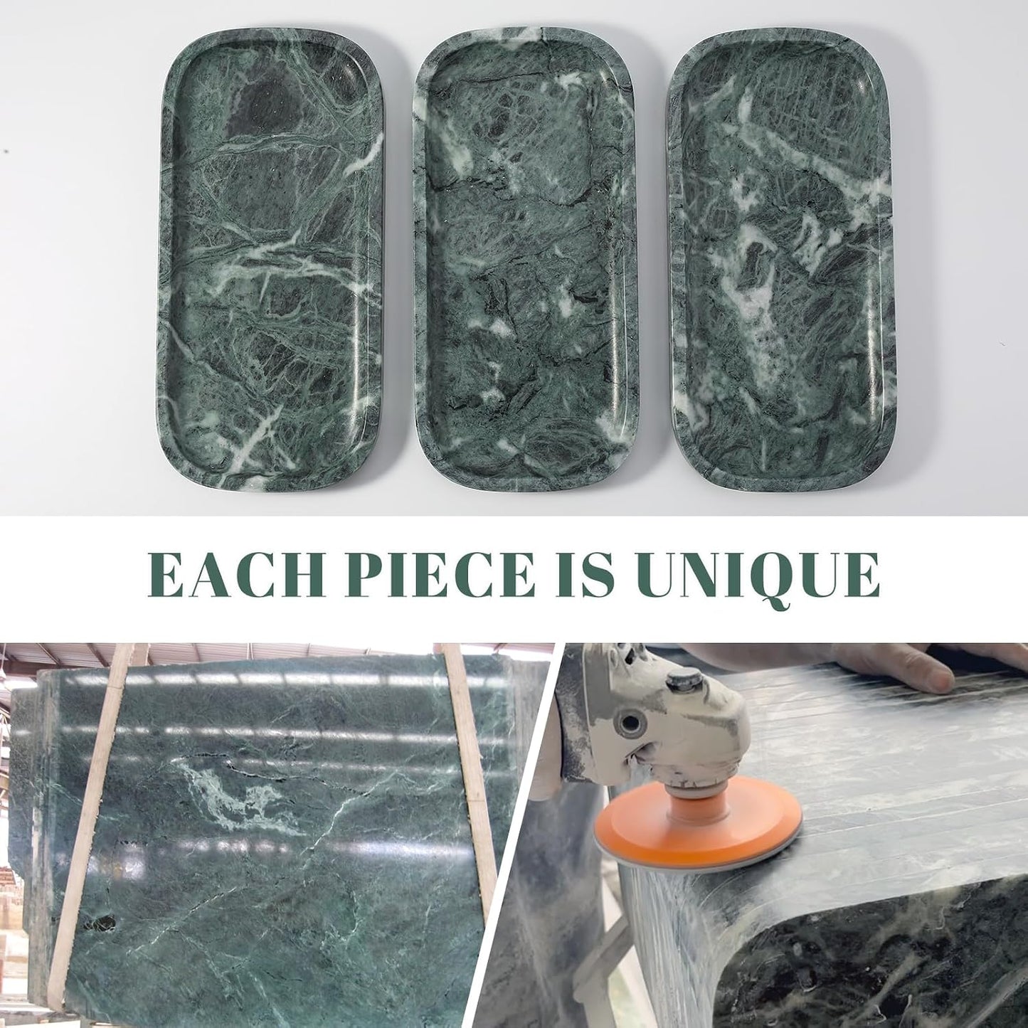 Marble Tray / Marble Vanity Tray / 10 x 4.72 / Verde Alpi