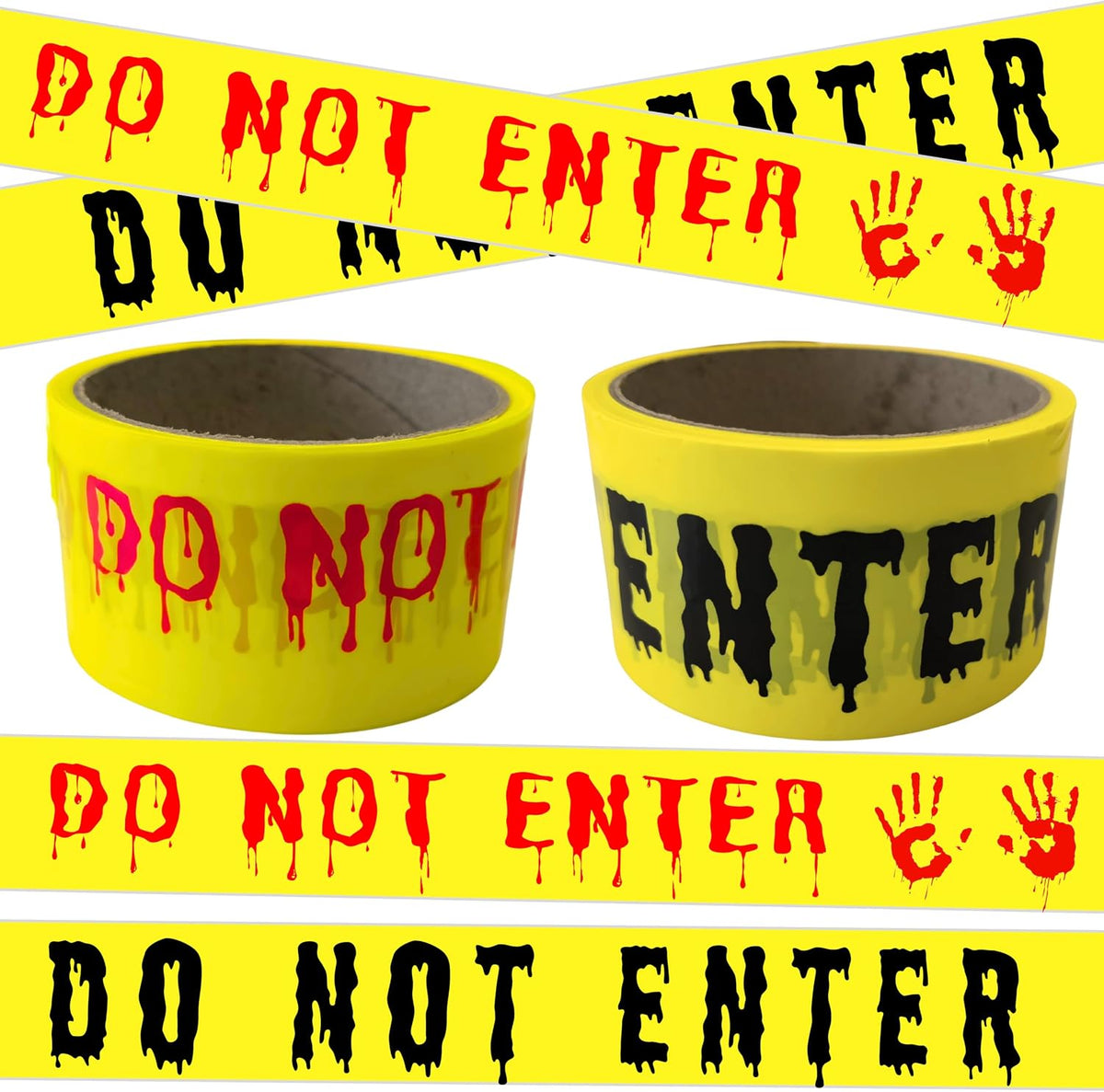 2Pcs Halloween Decorations Caution Tape - 2 inch x 164 feet Do Not Enter Caution Tape Roll Yellow Scary Hazard Warning Tape Safety Outdoor DIY Spooky Decorative for Party,Door,Danger Areas,Indoor