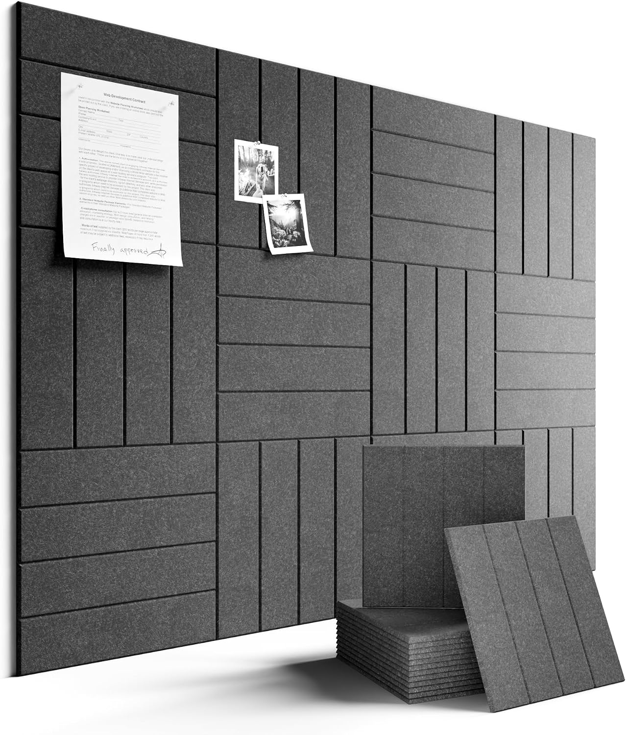Fluxynara Felt Bulletin Board & Cork Board Alternative, Charcoal Gray