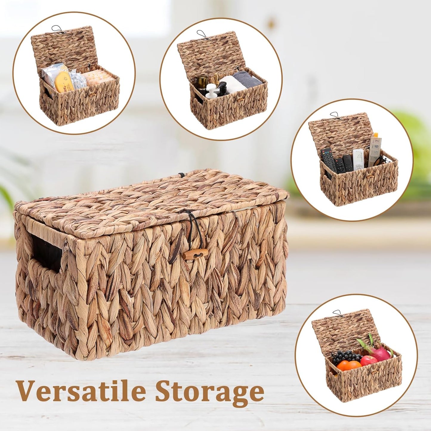 Farmhouse Bathroom Woven Bins / 12 x 7 x 6 / Medium Inches