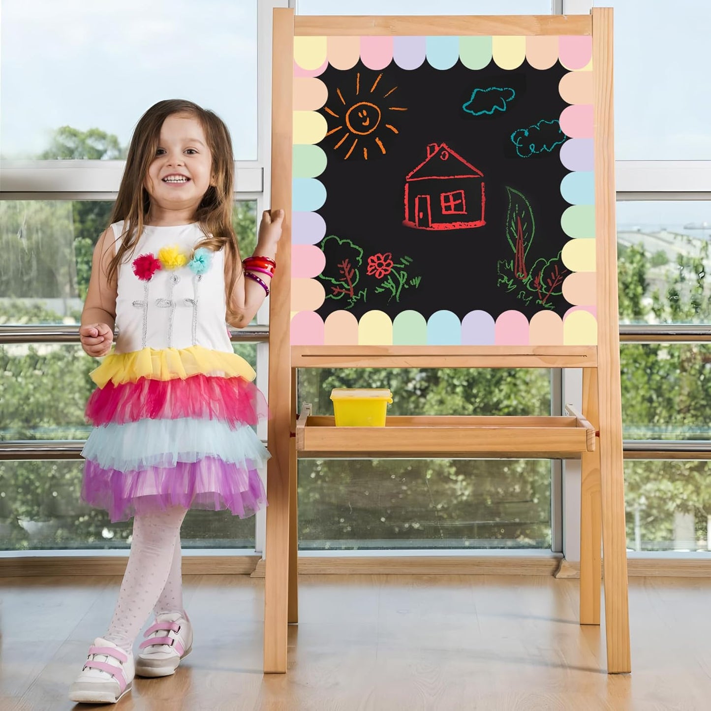 Pastel Bulletin Board Borders Colorful Scalloped Border Trim Roll Rainbow Bulletin Board / 68.9 ft