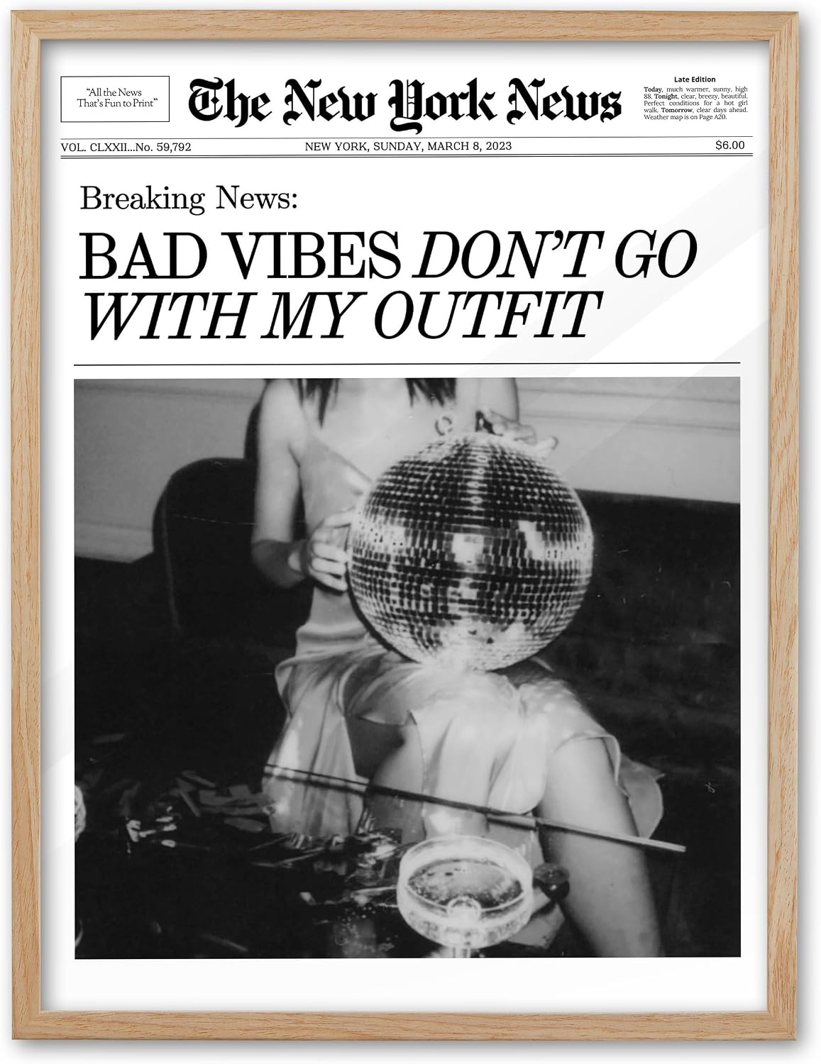 EcoHest 12x16 in Bad Vibes Don't Go With My Outfit Framed Wall Art