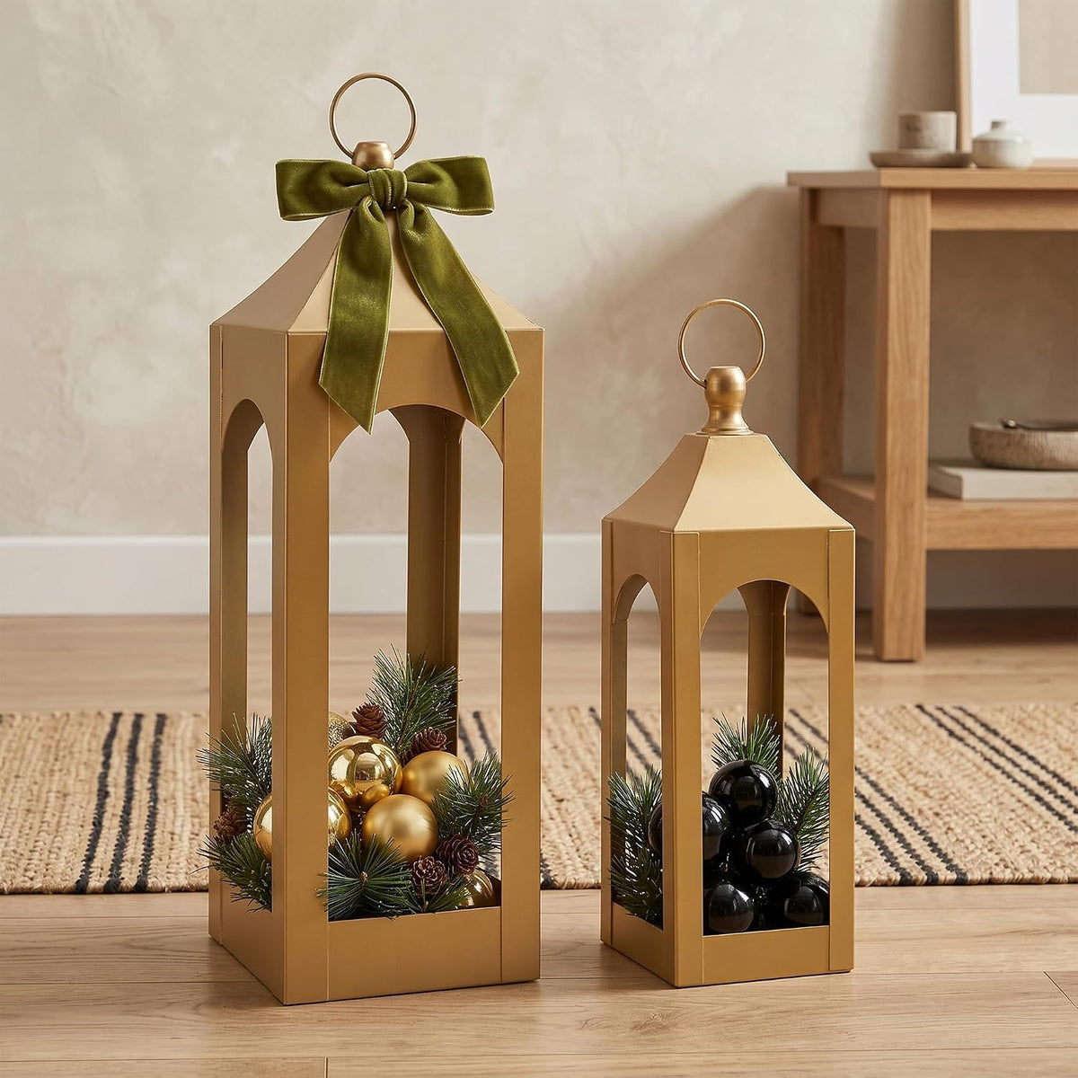 Modern Farmhouse Lantern Decor Metal Decorative Hanging Candle Lanterns | Ideal for Home Decor, Parties & Events, 21.2"