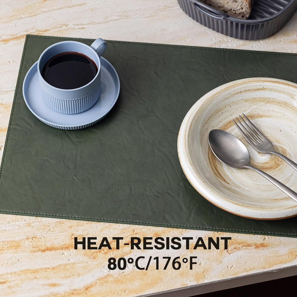 Baroyal Faux Leather Placemats Set of 12 Vinyl Washable Wipeable Table Mats for Kitchen Dining Table Heat Resistant