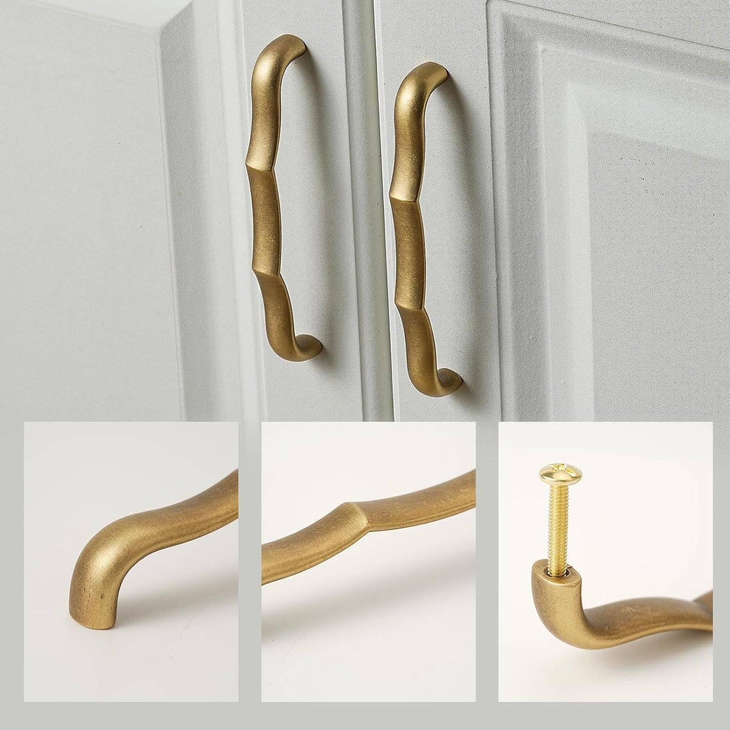 Solid Brass Cabinet Pulls Hole Center Drawer Pulls Unique Cabinet Handles Brass / 5 Inch / Set of 3