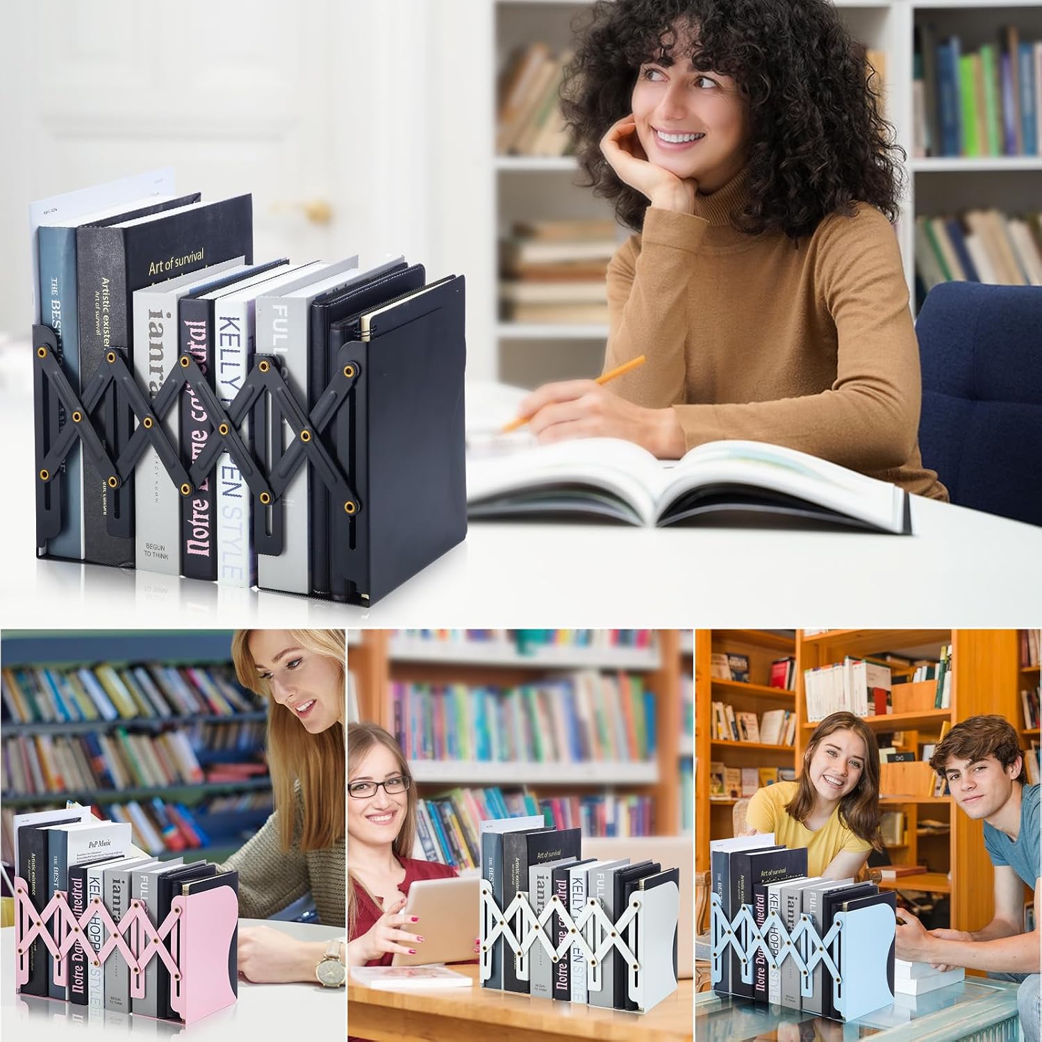 Metal Bookend for Heavy Books / Black