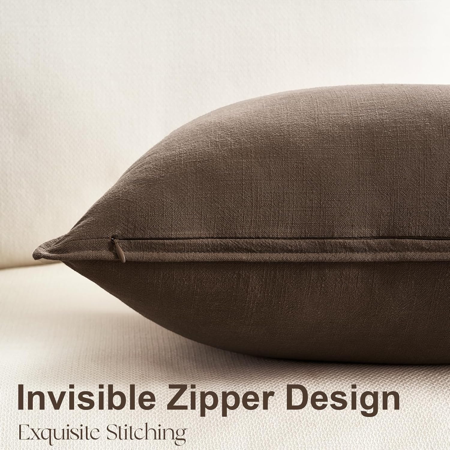 Brown Pillow Covers Decorative Solid Fall Linen Throw Pillow / Gold Brown / 18 x 18 / Set of 4
