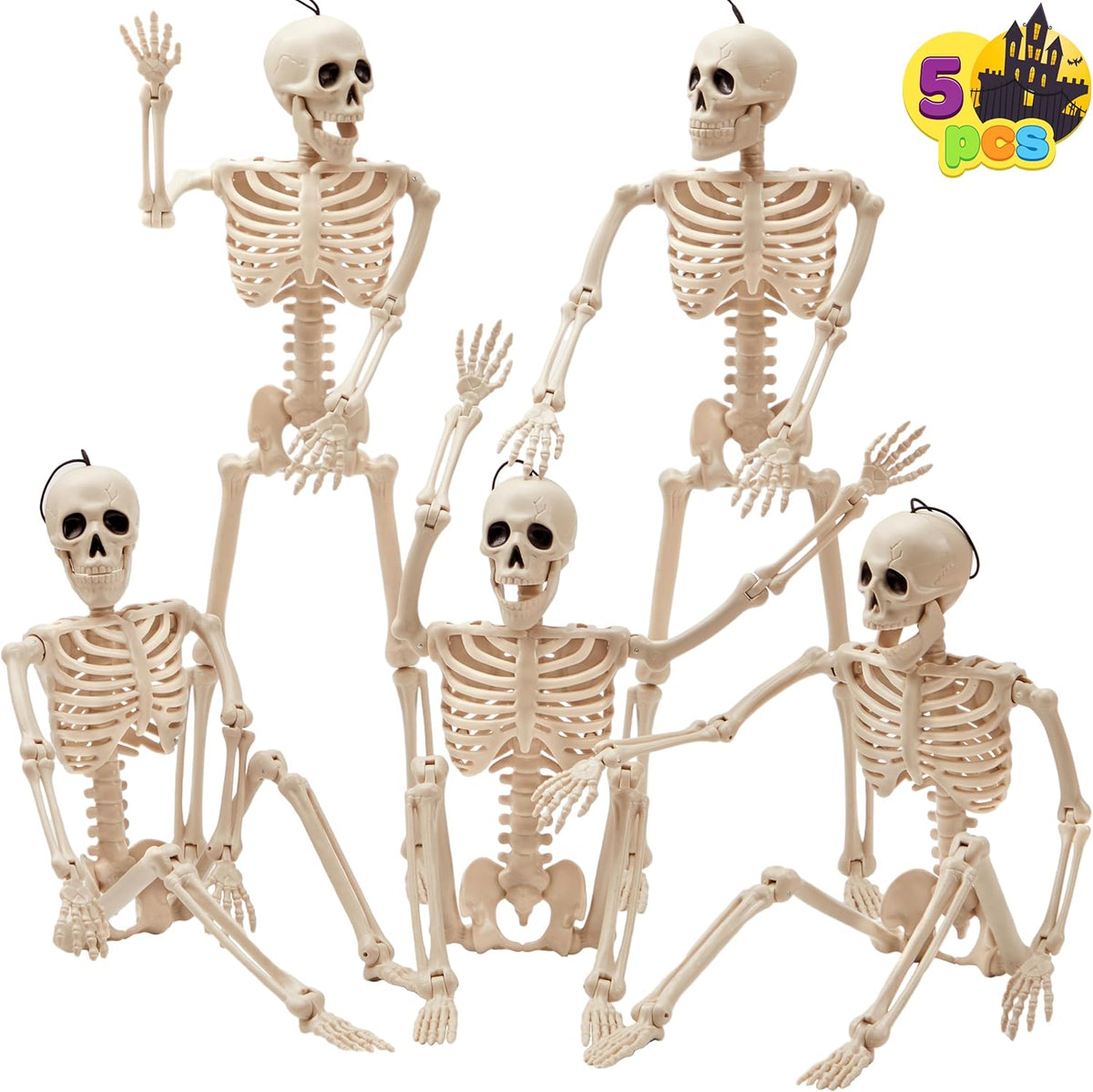 Simgoing 100 Pcs Halloween Mini Skeleton Decoration Glow in the Dark Skeleton Bulk Luminous Tiny Figurine to Hide and Seek Small Skull Toy for Halloween Haunted House Party Favor Decor (White)
