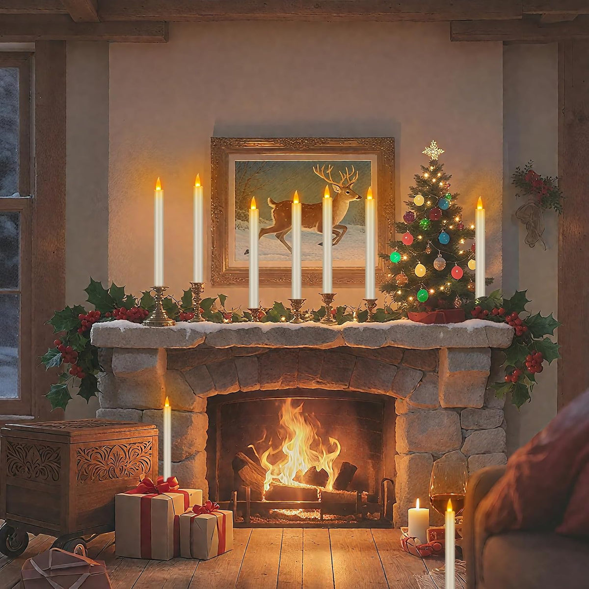 wemarry 10" Flameless Taper Candles with Remote, Electric Led Candlesticks, Plastic Tall Taper Candles Battery Operated