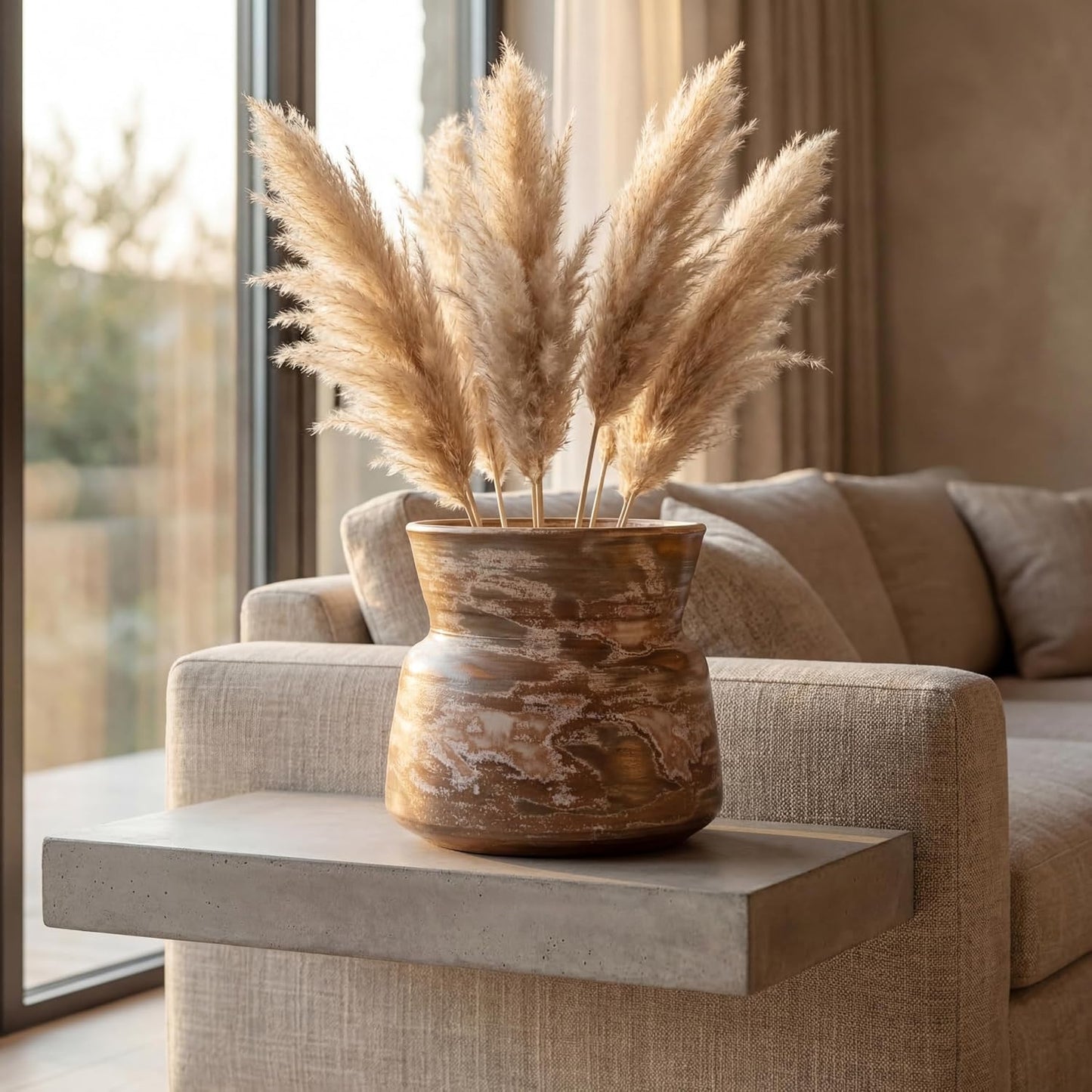 Rustic Ceramic Vase Home Decor / Brown Gray / 6 Inch