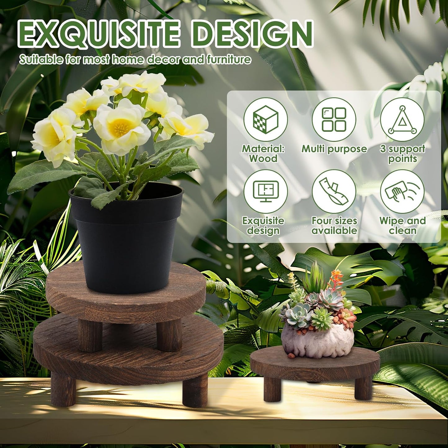 Flower Pot / Tiered Tray Round Risers Decor / Set of 4
