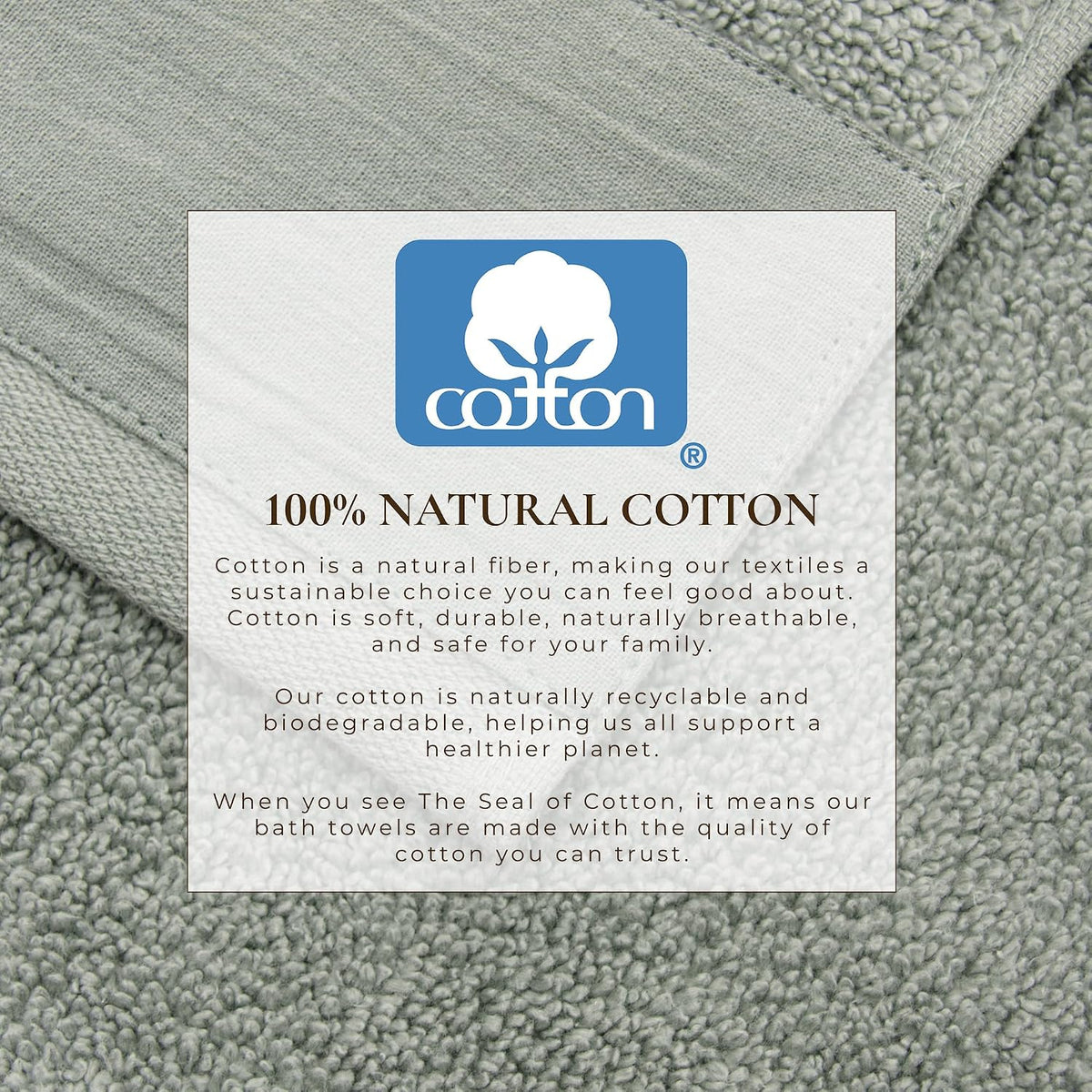 Green Bath Towel Set - Ultra-Soft 100% Cotton, Linen Like Border Design - 4 Bath Towels (54" x 30") - Absorbent