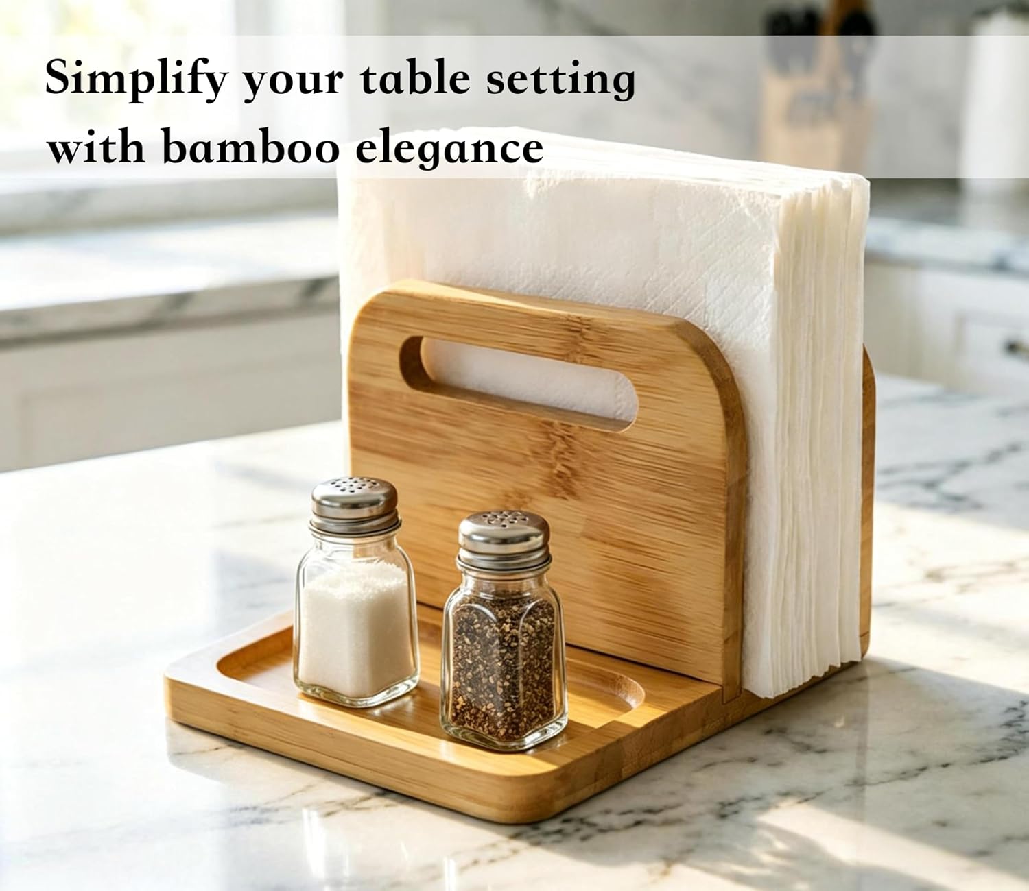 Bamboo Wood Napkin Holders for Paper Napkins Standing Holder