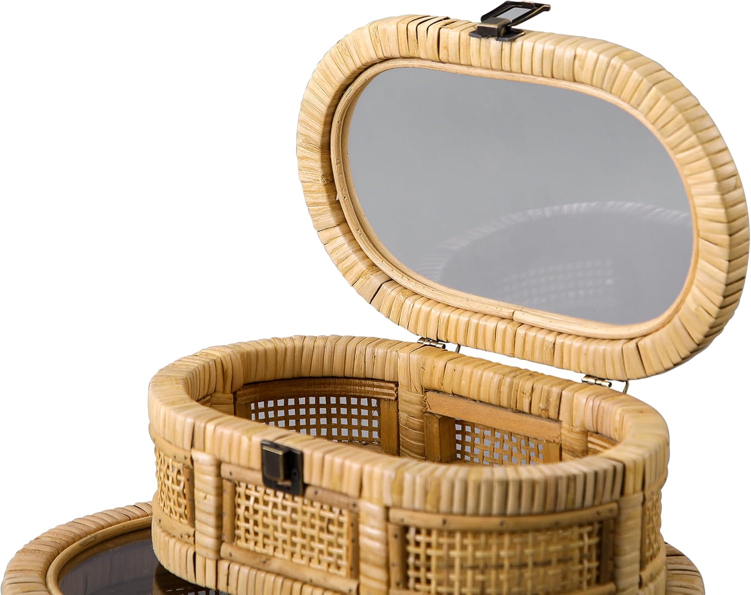 Oval Rattan Boxes / Brown / Set of 2