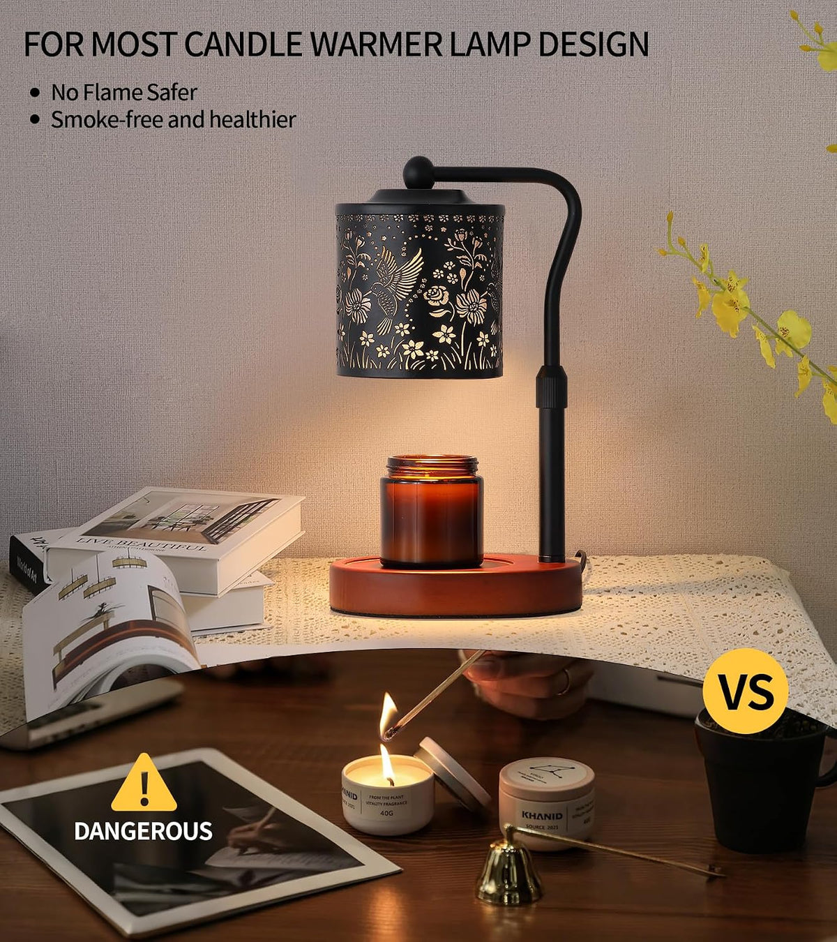 MEXISUE Candle Warmer Lamp with Timer, Bird Candle Warmer Lamp with Jar Candles,Wax Melt Warmer for Housewarming Gift