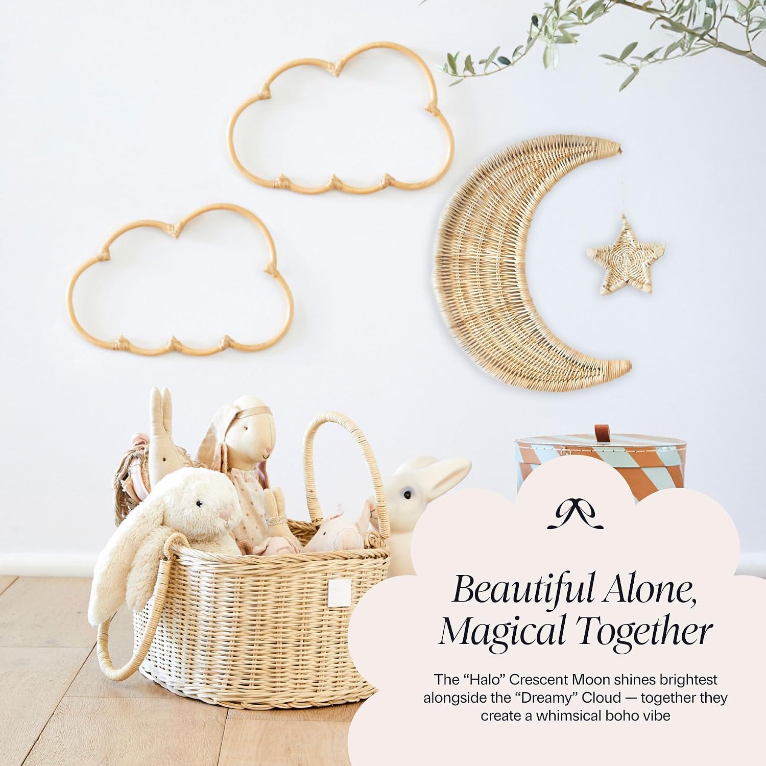 Handmade Rattan Moon Wall Decor / Natural