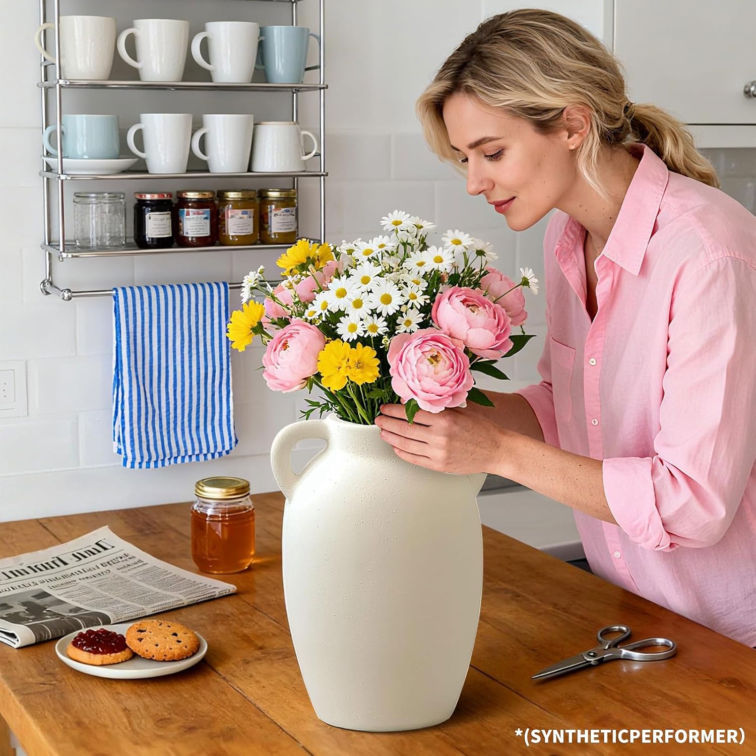Ceramic Vase-Boho Decorative Vase / White
