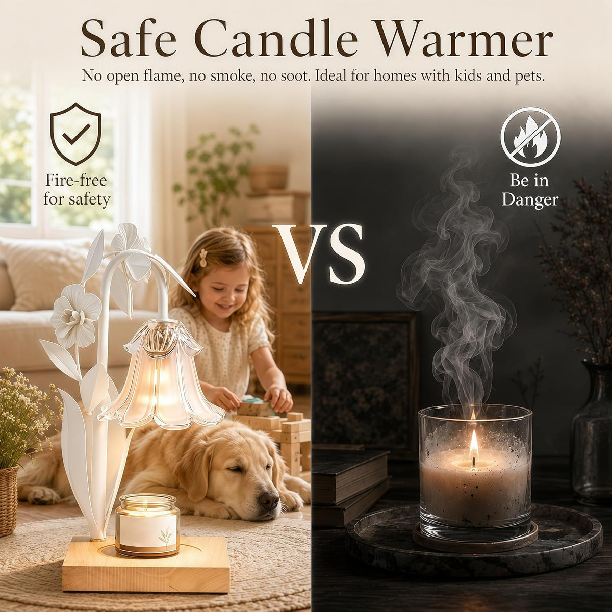 Candle Warmer Lamp with Timer Dimmer, Adjustable Height Flower Candle Lamp | House Warming Gifts New Home Decor
