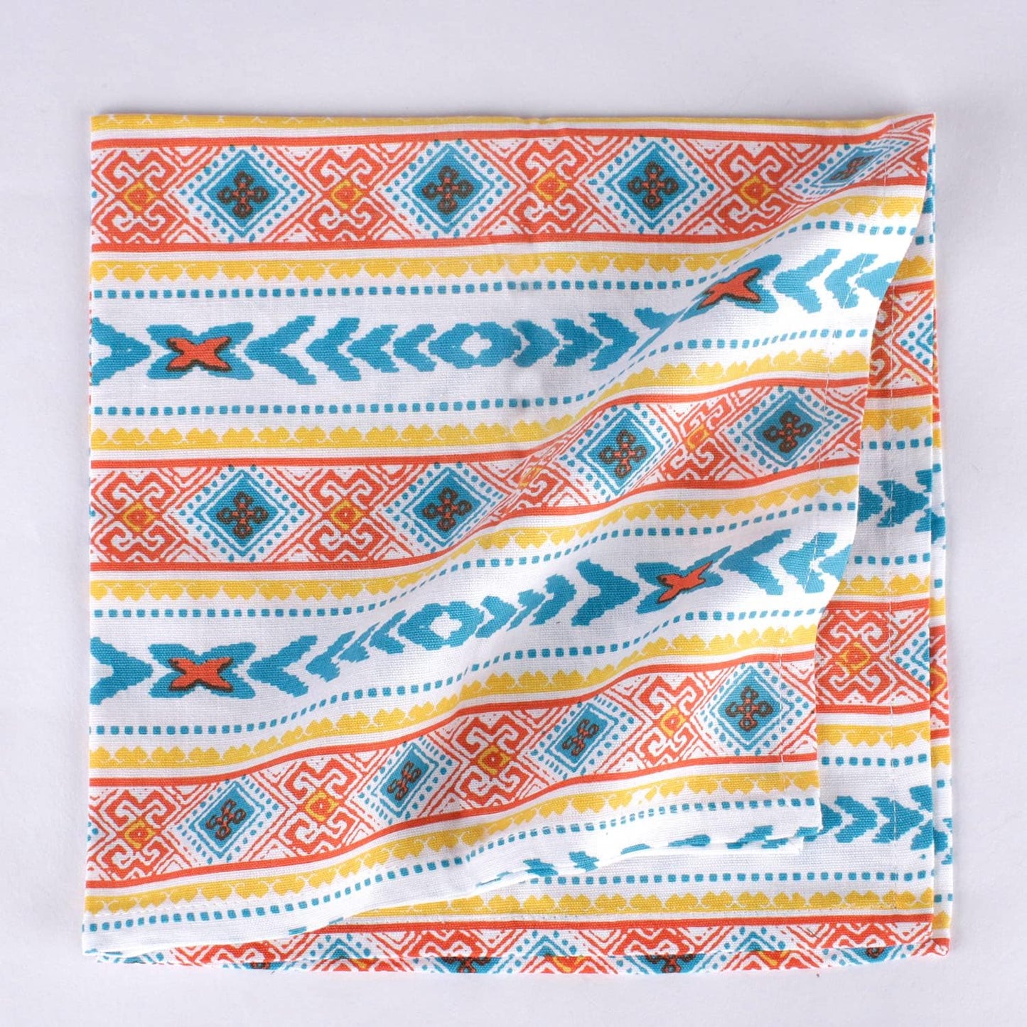 FINGERCRAFT Cloth Napkins Set of 12 Cotton Linen, 20x20 in, Tribal Spirit | Mitered corner, washable, soft, absorbent