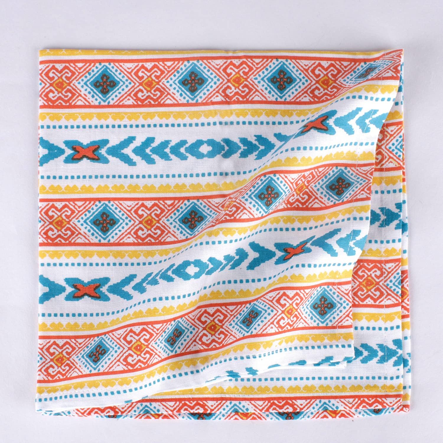 FINGERCRAFT Cloth Napkins Set of 12 Cotton Linen, 20x20 in, Tribal Spirit | Mitered corner, washable, soft, absorbent