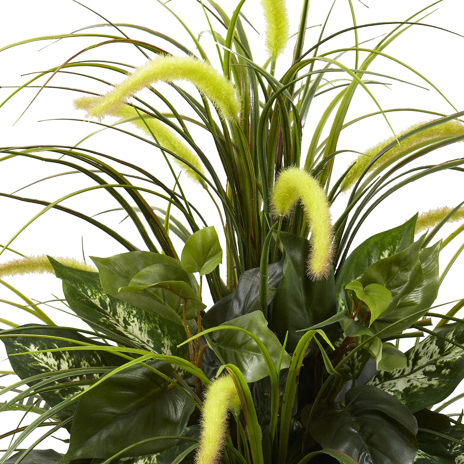 Planter / 6727 . Mixed Greens & Cattails / Green / 26 x 26 x 36