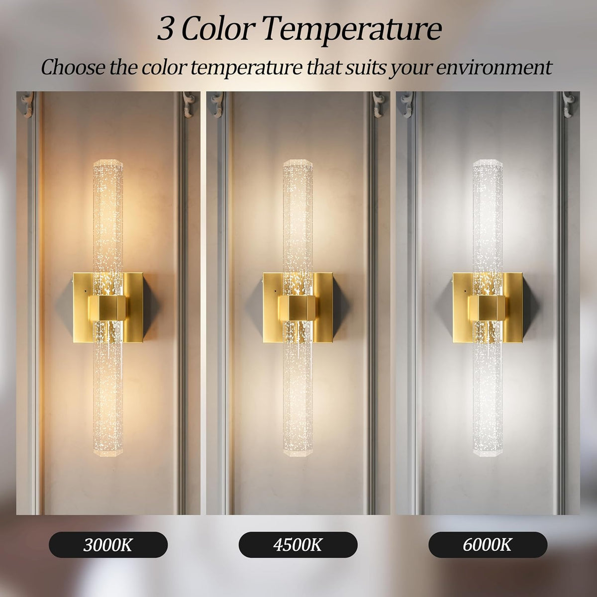 Battery Operated Wall Sconces Set of Two with Remote, Gold, 18.4 Inch | Easy Install LED Dimmable 3CCT Cordless