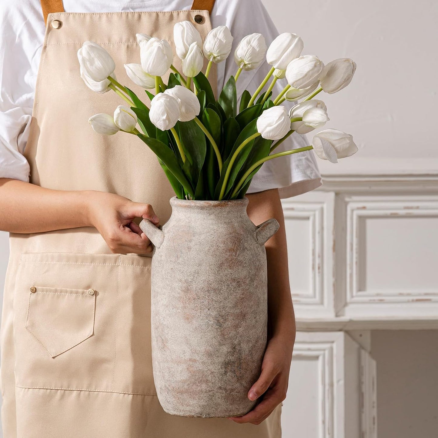 Tall Ceramic Farmhouse Rustic Table Vases / 12" Retro