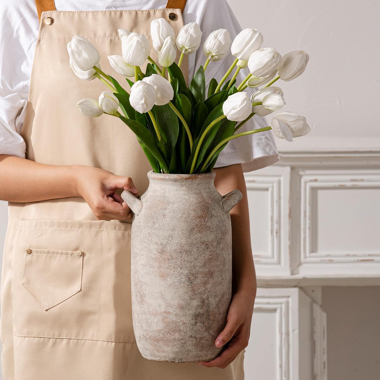 Tall Ceramic Farmhouse Rustic Table Vases / 12" Retro