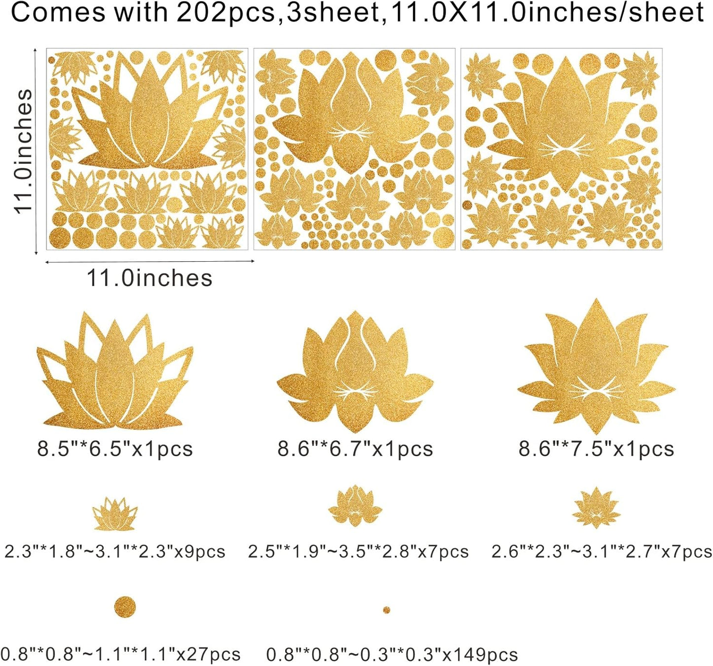 Lotus Flower Wall Decal Gold Wall Stickers Modern Lotus Sticker Yoga Wall / Gold Lotus Flowers