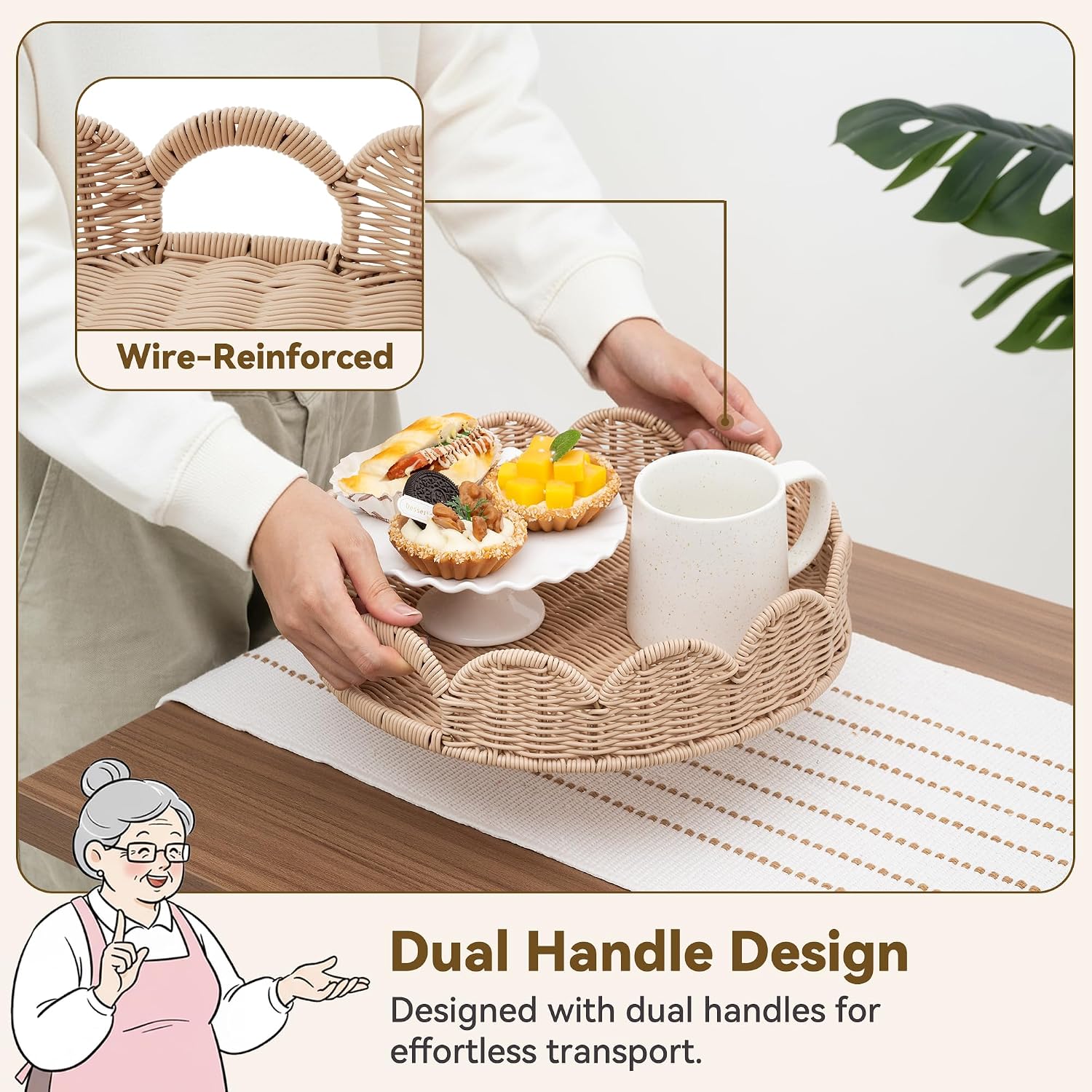 Woven Rattan Tray / Nude Color / Set of 13