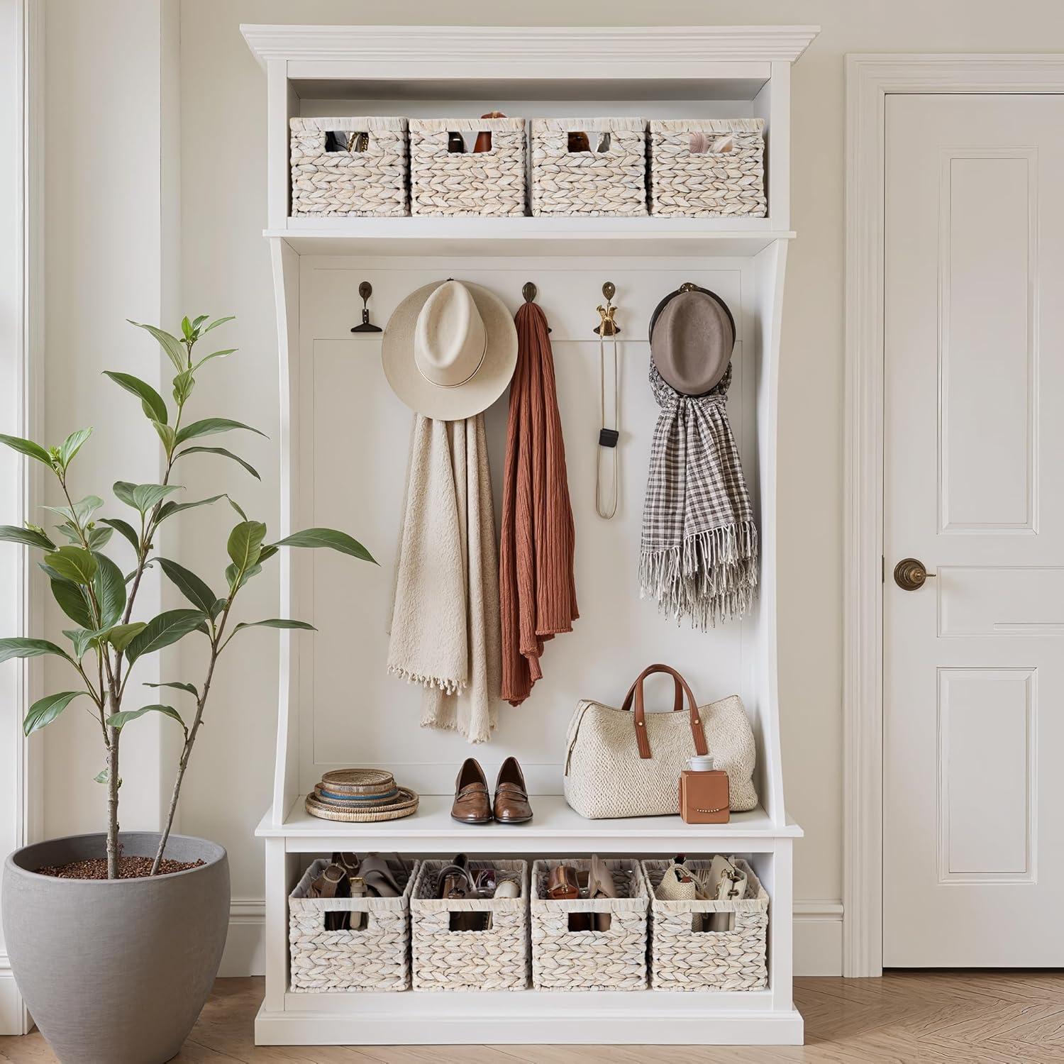 Wicker Storage Baskets for Organizing / White / 2 x 13