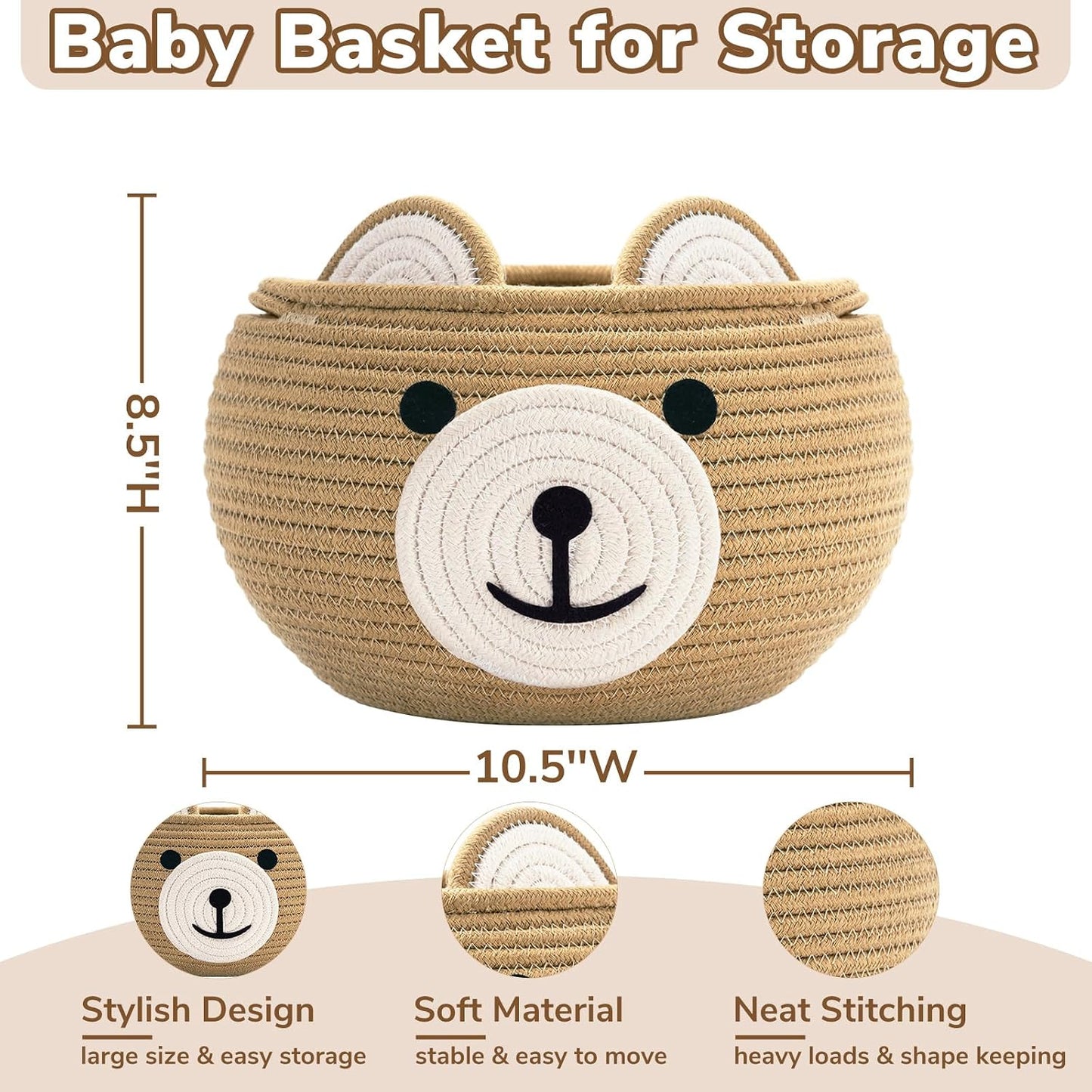 Empty Baby Shower Basket / Brown / 10.5"D x 8.5"H