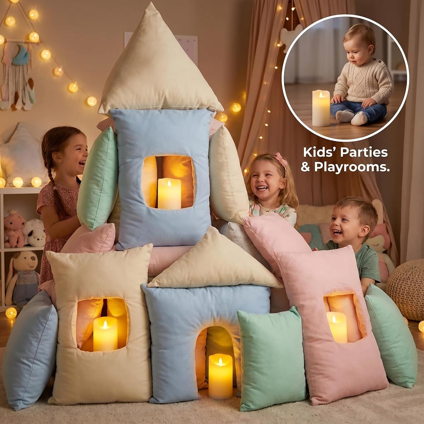 VENTA Set of 3 White Pillar Candles | Real Wax Battery Operated Flickering LED Candles with Remote | Timeless Decor for