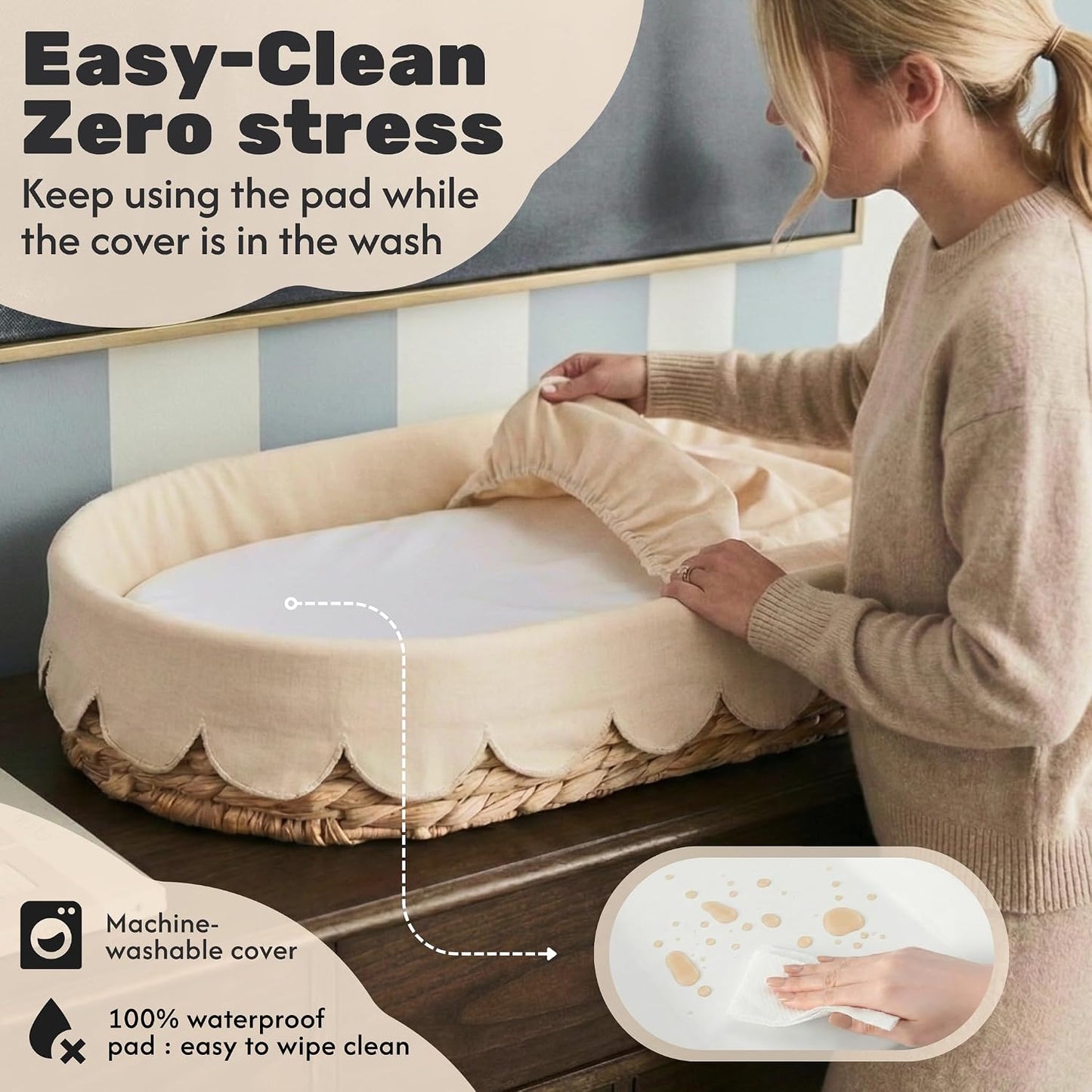 Scalloped Changing Basket for Baby Dresser