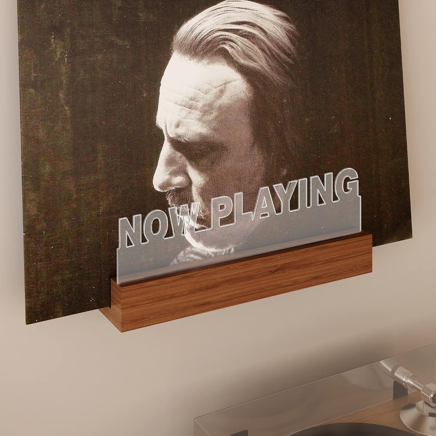 YuanDian Now Playing Vinyl Record Wall Mount, Light up Vinyl Wall Mount, Unique Wall Display Stand for LP Albums Home