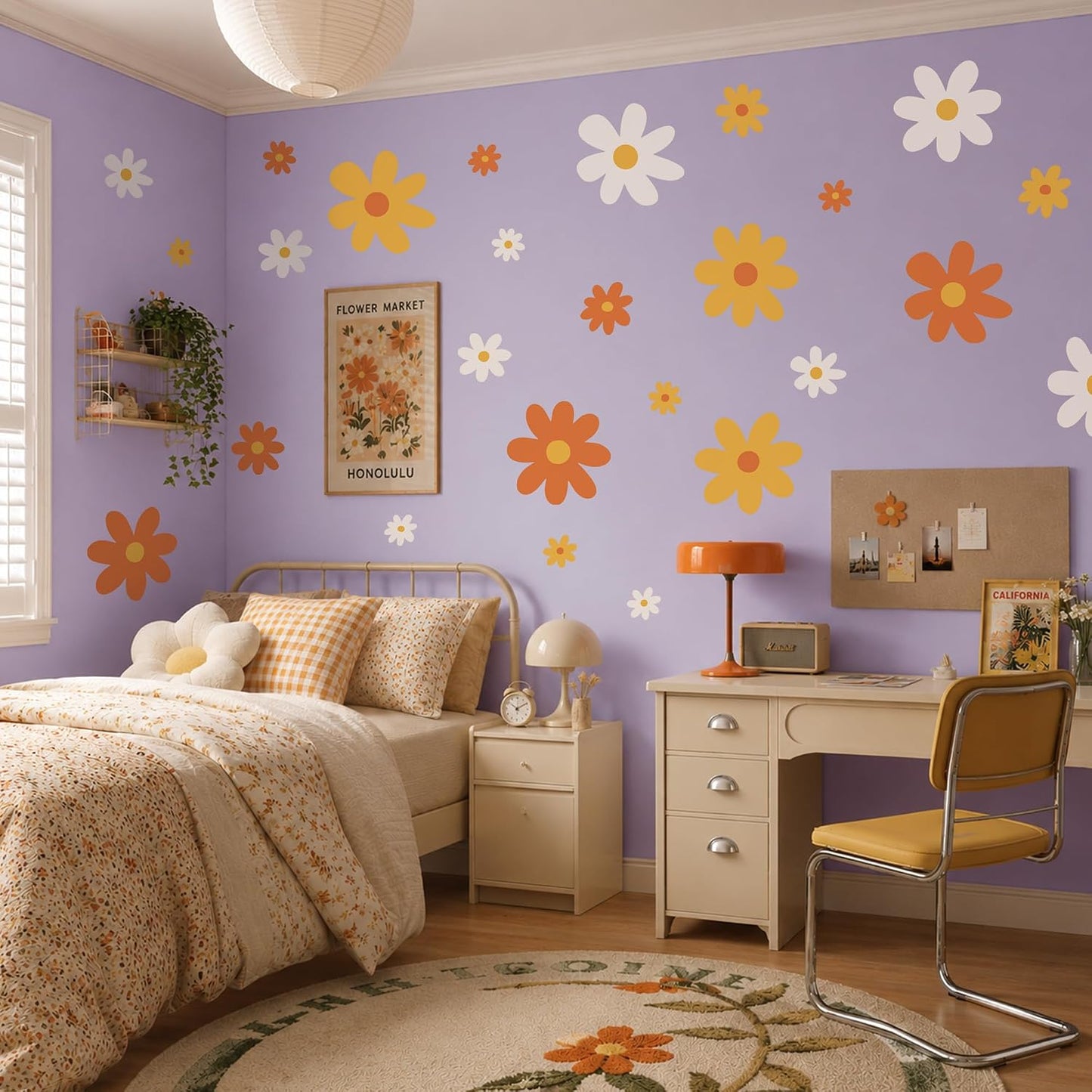Large Daisy Wall Decals / Groovy / Set of 52